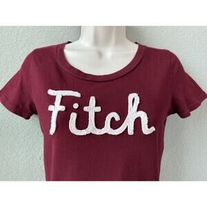 Vtg Abercrombie & Fitch T-Shirt Size S Maroon Spell Out Baby Tee Y2K